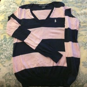 Ralph Lauren Pink and Blue Striped Sweater