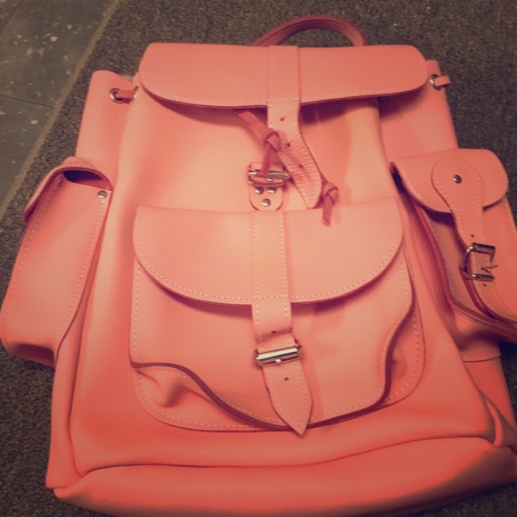 Pink backpack.