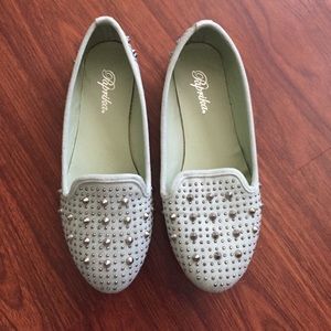 Mint studded flats