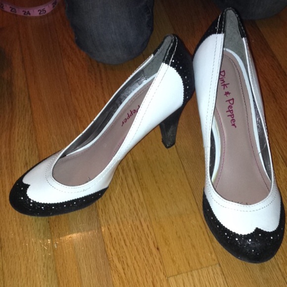 Black and white heels