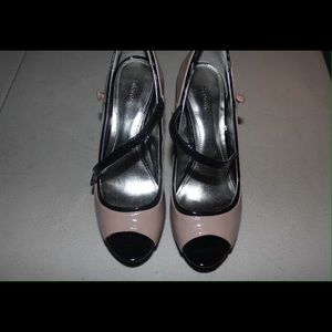 Style&Co Open Toe Heels Nude and Black