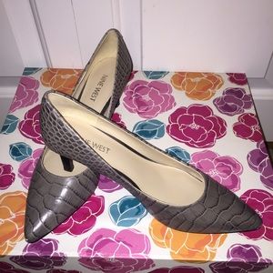 NINE WEST Margot Crocodile Embossed Leather Pumps