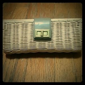 J. Crew Wicker and Patent Leather Clutch