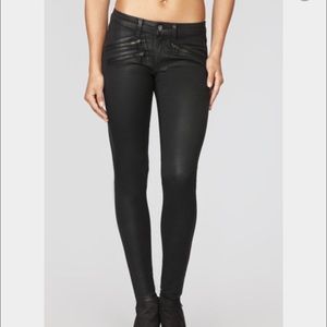 LF Carmar  Waxed Black Denim 3 Zip Jeans 25