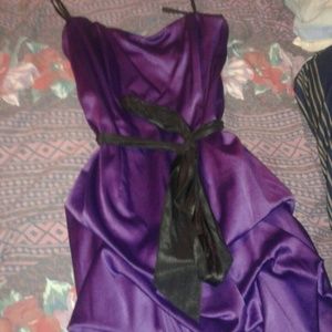 Purple strapless formal dress