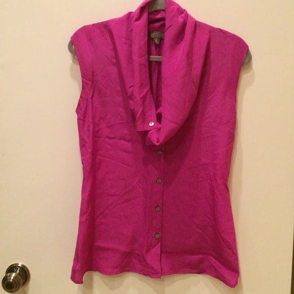 Anthropologie brand Magenta silk blouse