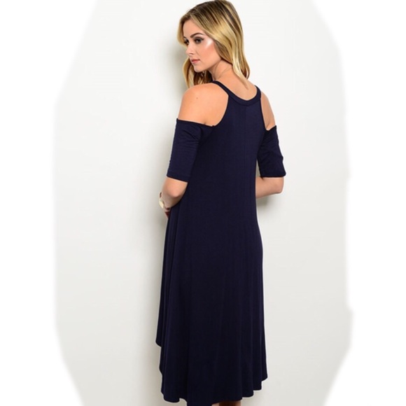 LAST ONE! 💥TARA navy cold shoulder dress - Picture 3 of 6