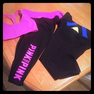 🎉Pink gym pant bundle with free sport bra🎉