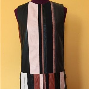 Bottega Veneta multi color leather panel dress