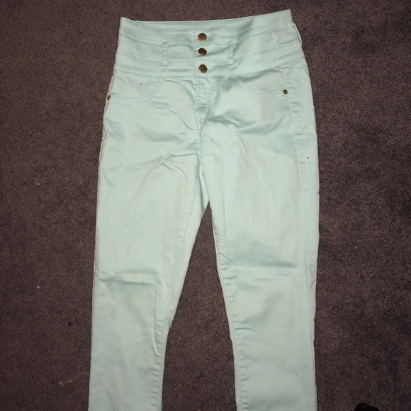 hi-wasted turquoise jeggings