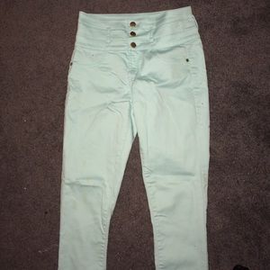 hi-wasted turquoise jeggings