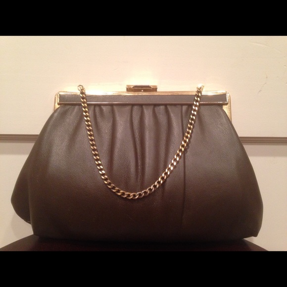 Small brown vinyl clutch