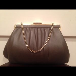 Small brown vinyl clutch