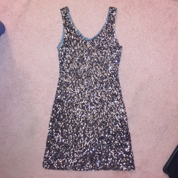Silver sequin dress