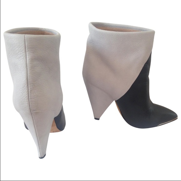 🏳Ankle-high leather boots in grey and black 🏴 - Picture 2 of 4