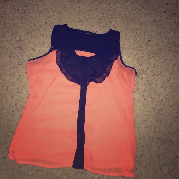 Coral and black tank top