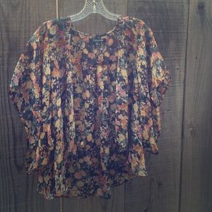 Floral Sheer Short Sleeve Blouse