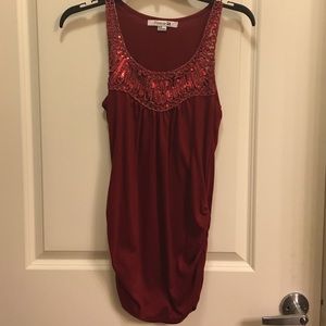 Red Forever 21 tank with sequins and detailing