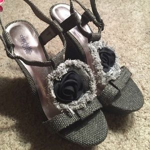 Charlotte Russe black and gray wedges size 8.