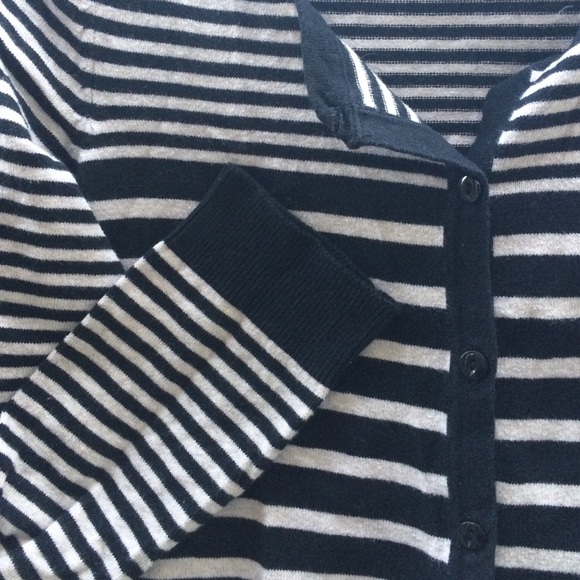 Black & White Striped Button Up Sweater - Picture 2 of 2