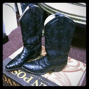 Women's Dan Post Ostrich & Leather Black sz 8