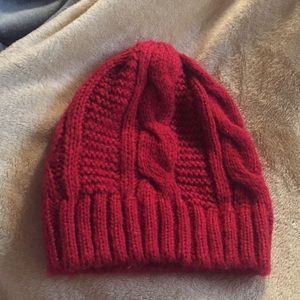 red knit beanie