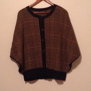 Button-Up Poncho Sweater Plus Size