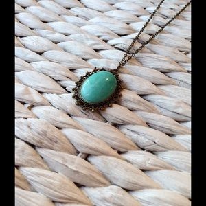 Long Turquoise Pendant Necklace
