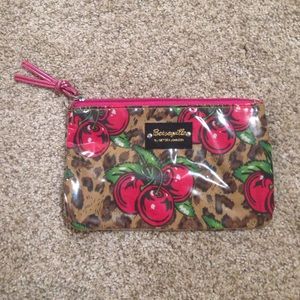 Betseyville cheetah and cherry print makeup bag.
