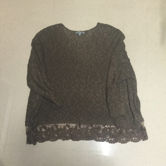 OLIVIA SKY lace trim sweater