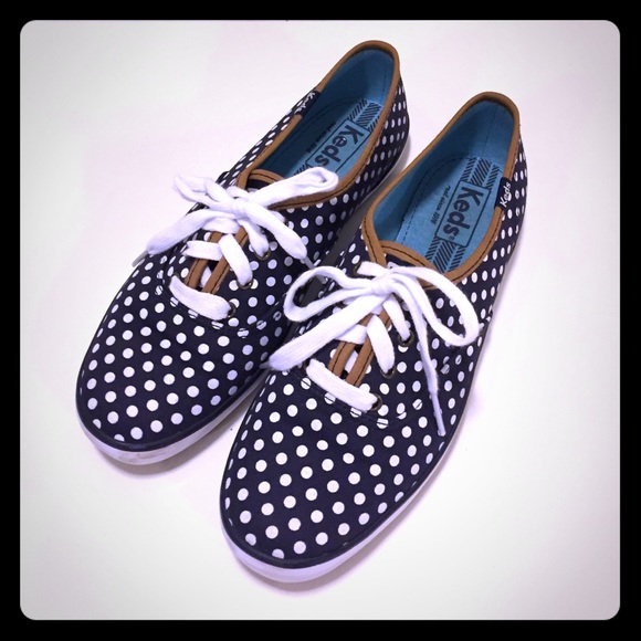 Women's Keds Blue and White Polka-Dot Shoes Size 7