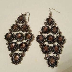 Gorgeous pewter and champagne chandelier earrings