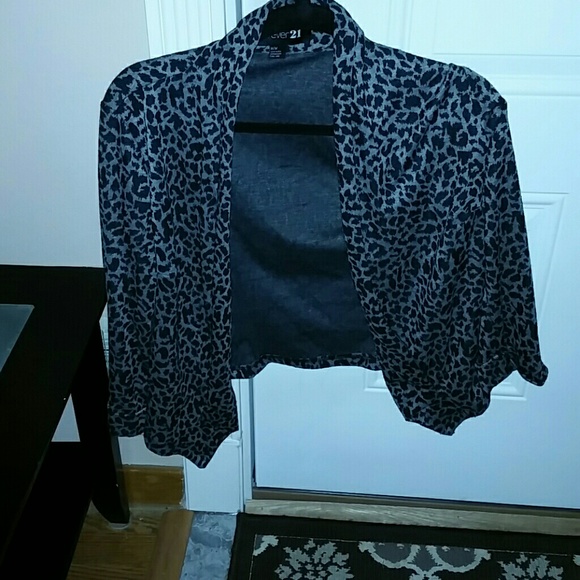 Grey leopard print cardigan