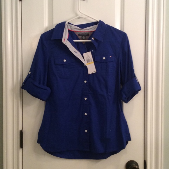 Tommy Hilfiger royal blue button up shirt