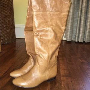 Chinese Laundry flat, cognac over the knee boots