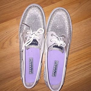 Silver sparkly Sperry's