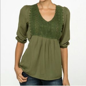Olive Green Peasant Top