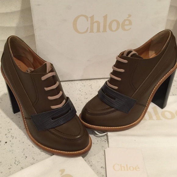 Chloe Betty Rain Boots Santel Green Burgundy Block Heel  Chloé booties 100% Authentic