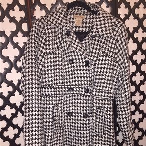 Houndstooth Double- Breasted Peacoat
