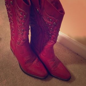 Red Embellished Boots