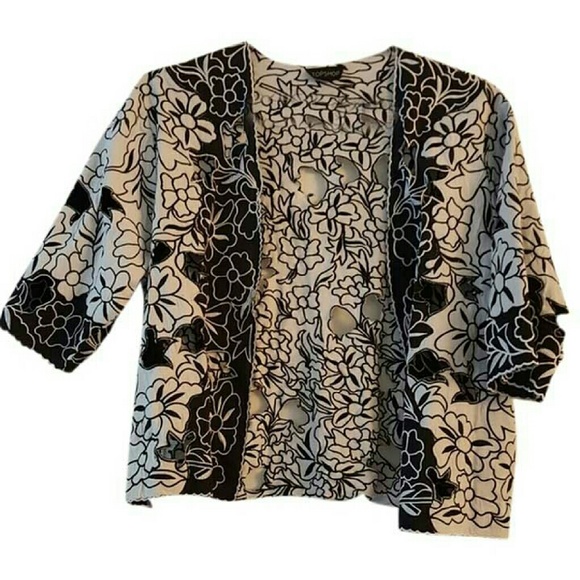 Topshop White Black & Floral Kimono Jacket Top