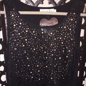Jeweled Lace Little Black Dress