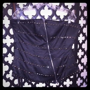 Satin Jeweled Corset Tube Top