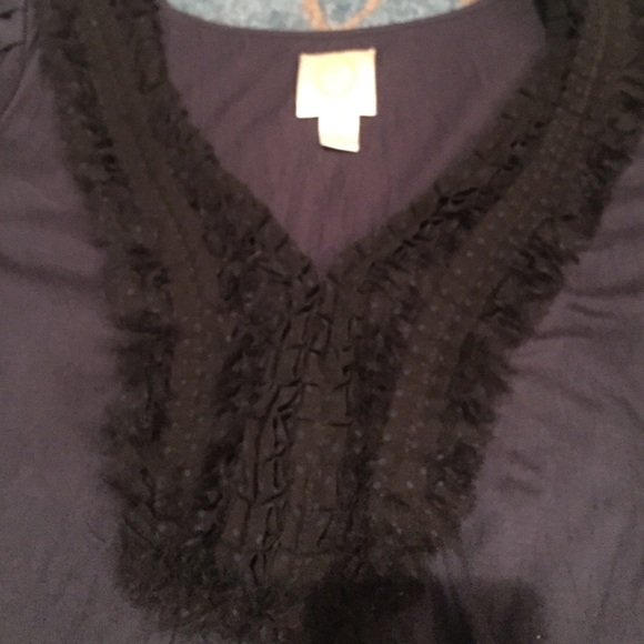 Anthropologists navy and black ruffle T