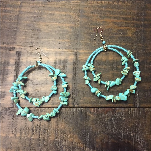 Turquoise double hoop earrings
