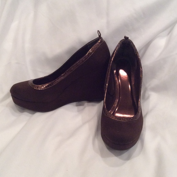 Brown suede wedges