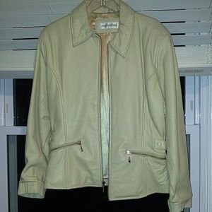 Jones New York off-white leather jacket