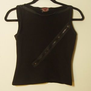 VINTAGE LIP SERVICE FUNCTIONAL ZIPPER BLACK TOP
