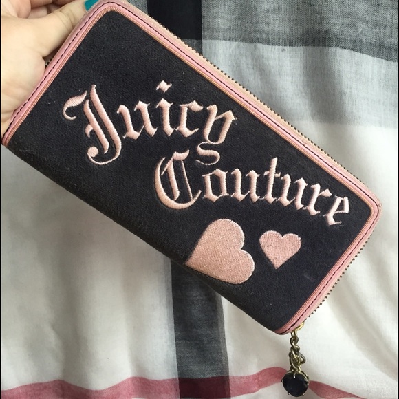 Juicy Couture heart velour blue wallet