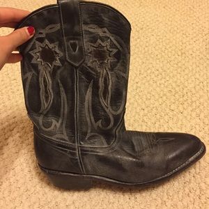 Black and grey cowboy boots